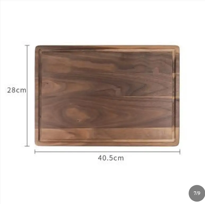 Large rectangular black walnut cutting board 40.5 × 28 cm
