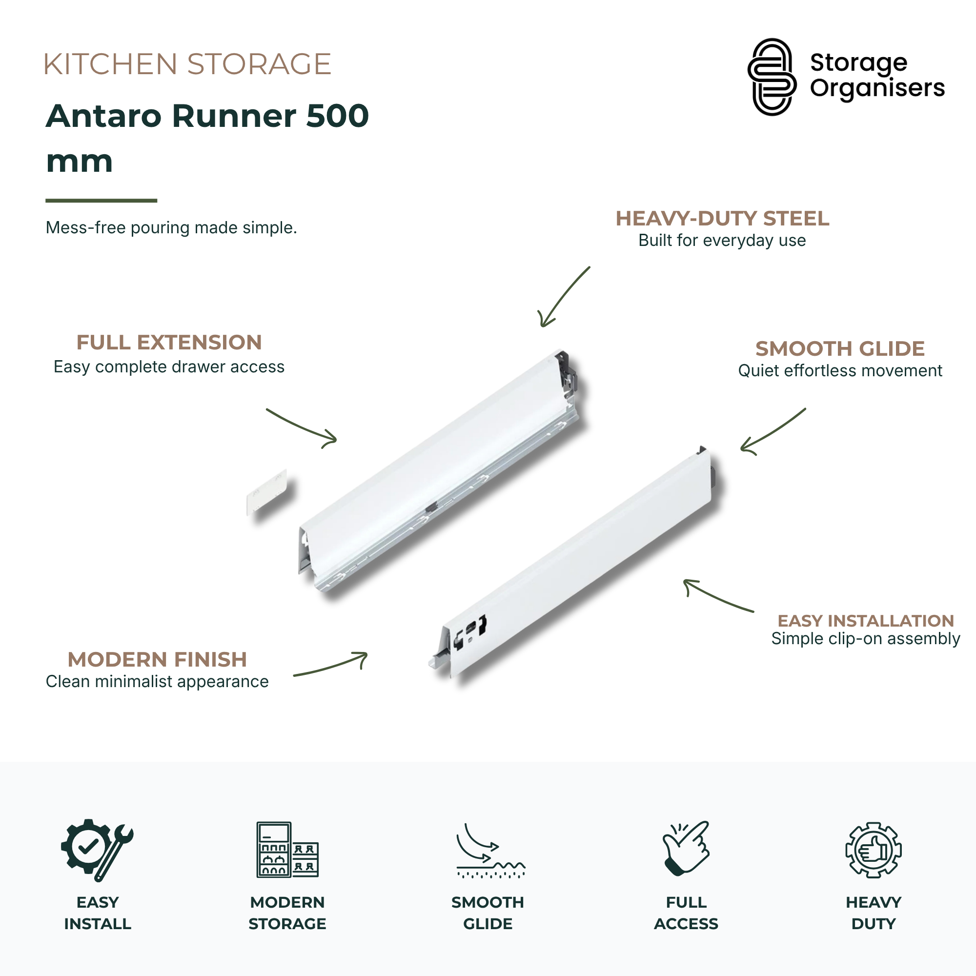 Antaro Runner 500 mm – M Height for Pull-Out Bins